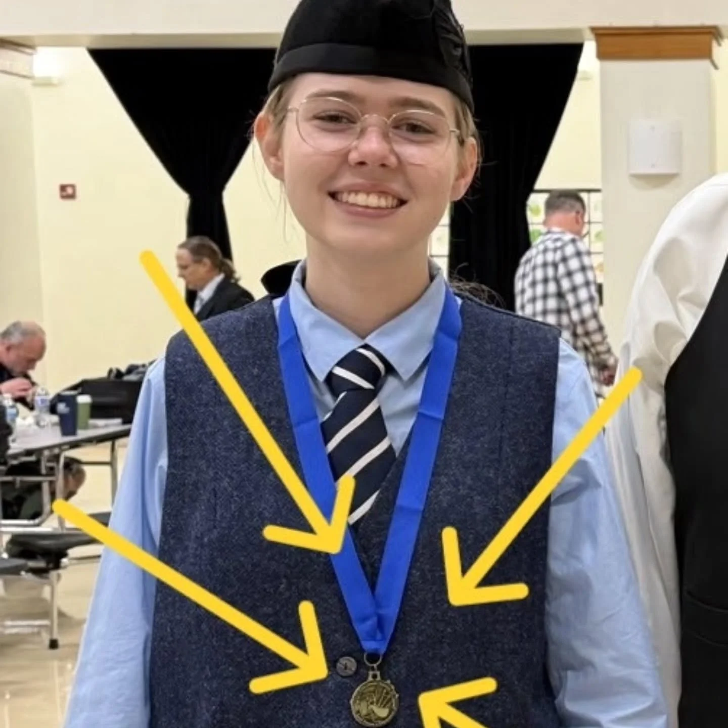 Congratulations to Evelyn for her outstanding first year on the snare line!  Here she is with another medal!  This one from the Cincinnati Indoor Solo Contest over the weekend.  Keep up the great work!