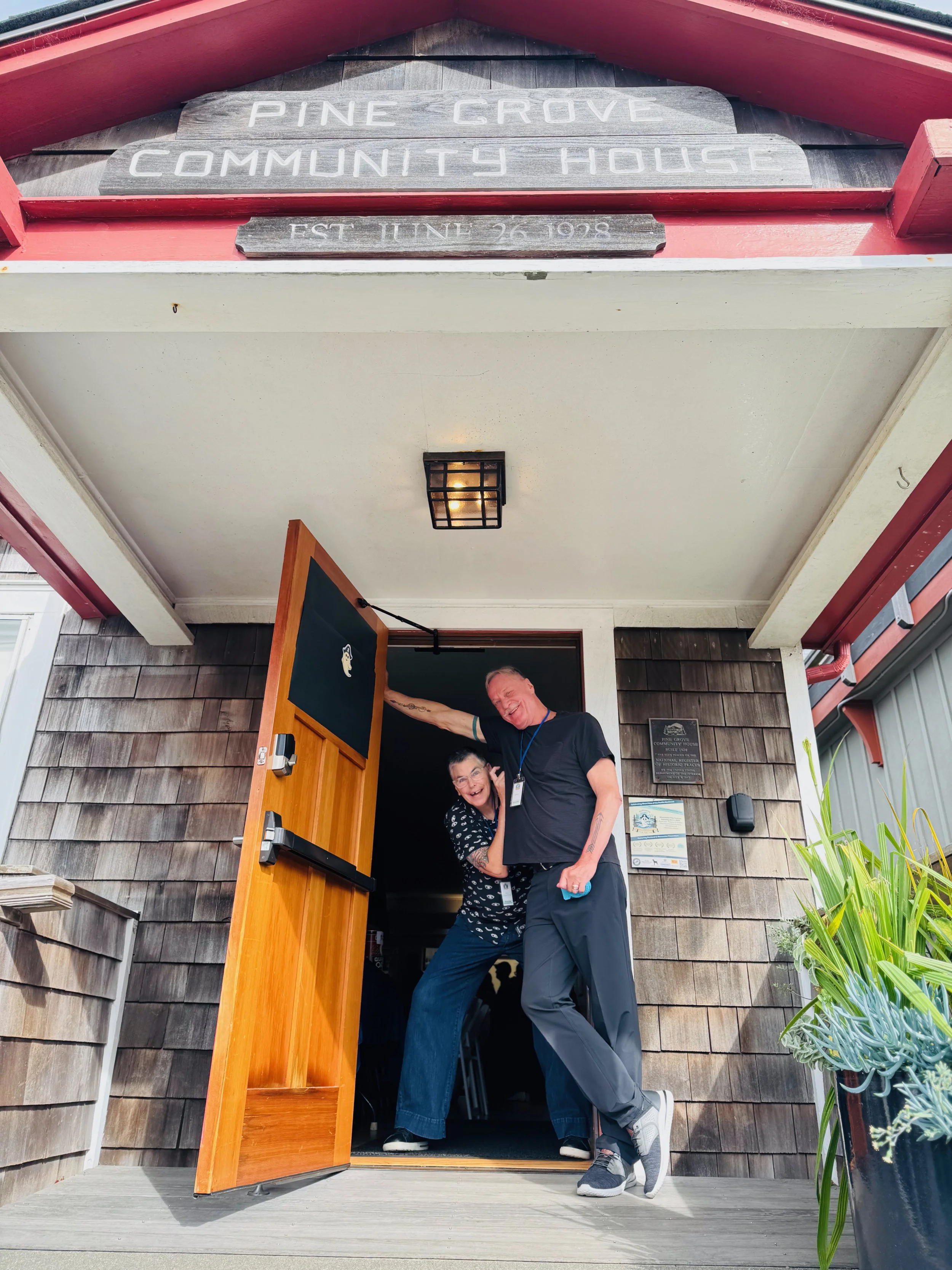 A gathering at the Pine Grove Community House. 