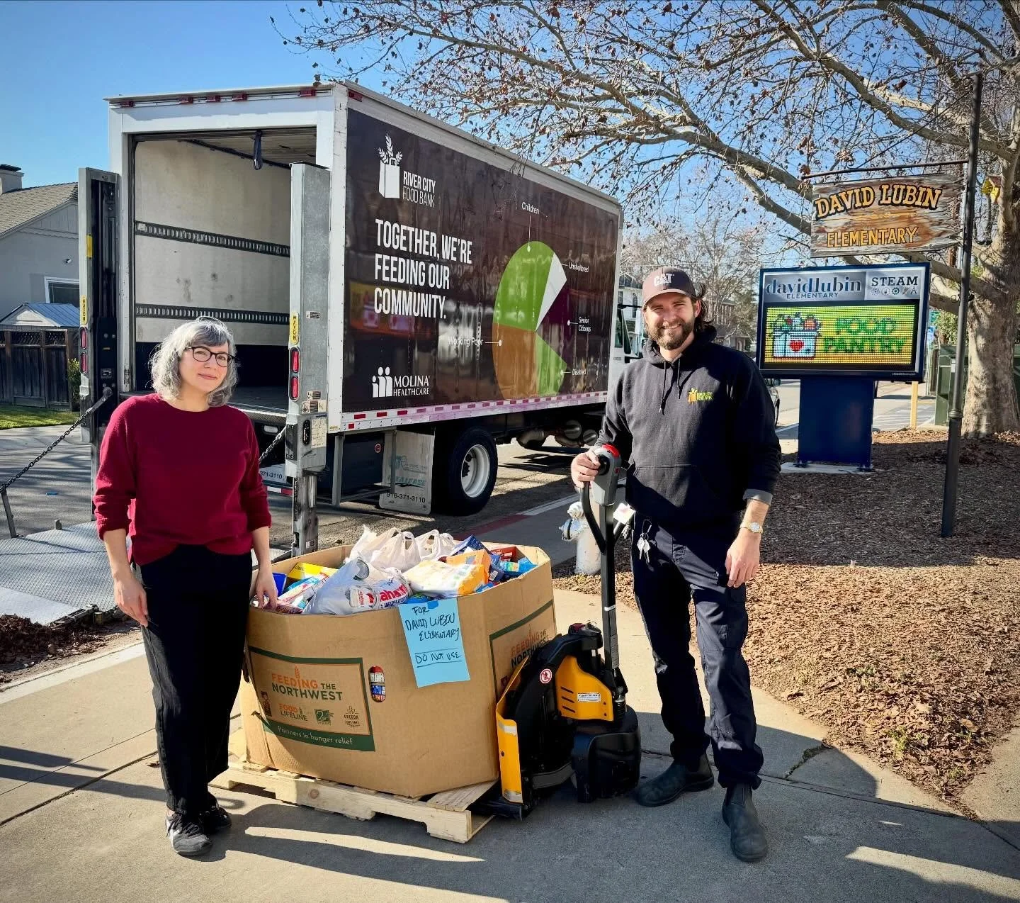 Thank you to David Lubin parent Jayme and the @rivercityfoodbank for stocking the school pantry for the next few weeks. We are so grateful 🥗🍞🥣🥫#davidlubinrocks