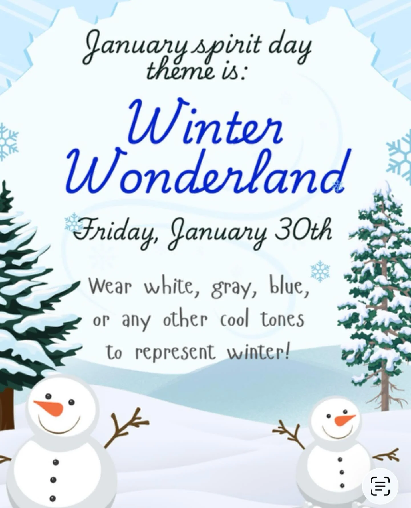 ❄️ Join us for Spirit Day tomorrow! ❄️