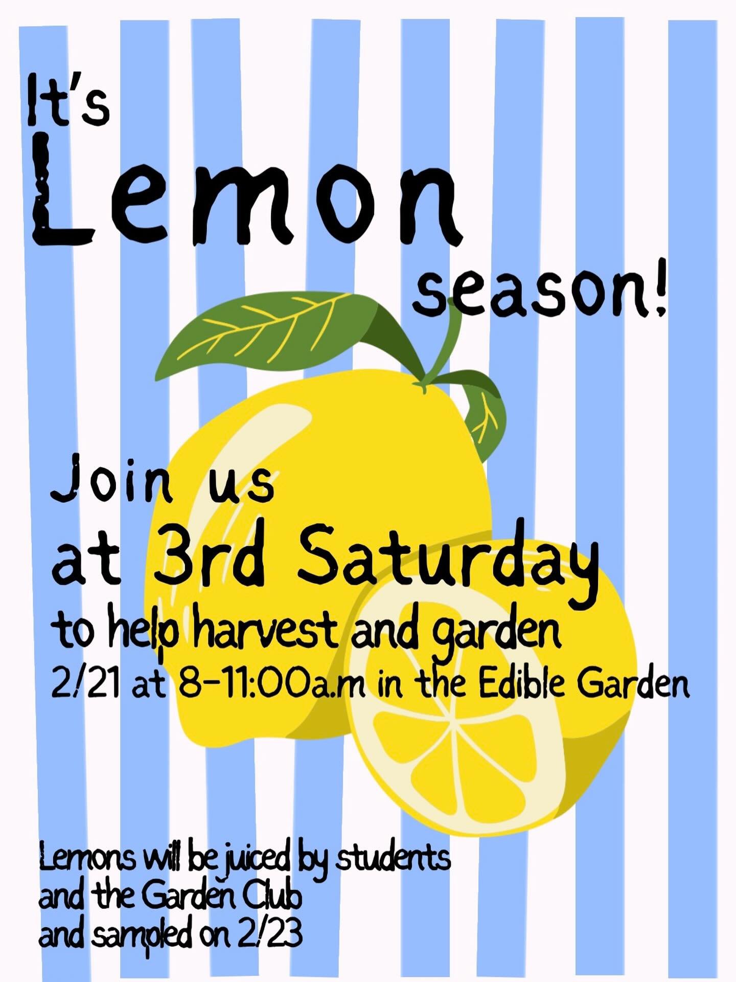 Join us on Saturday for our monthly garden work day! 🍋🍋🍋