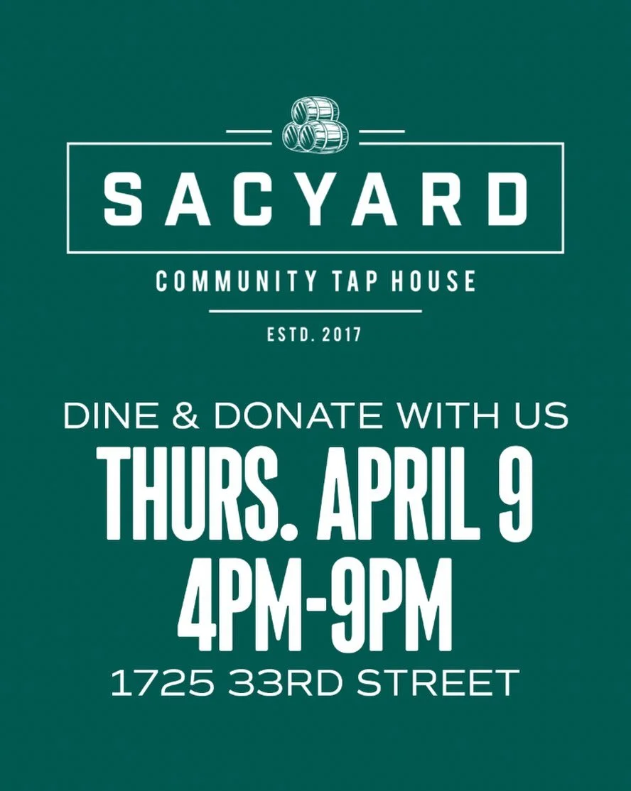 Join us this Thursday 4/9 at Sac Yard for our April #DineAndDonate event.
.
📍4:00pm-9:00pm at 1725 33rd Street

🎟️Grab a ticket when you arrive or mention David lubin when you order and a portion of your purchase will be donated to our school!
