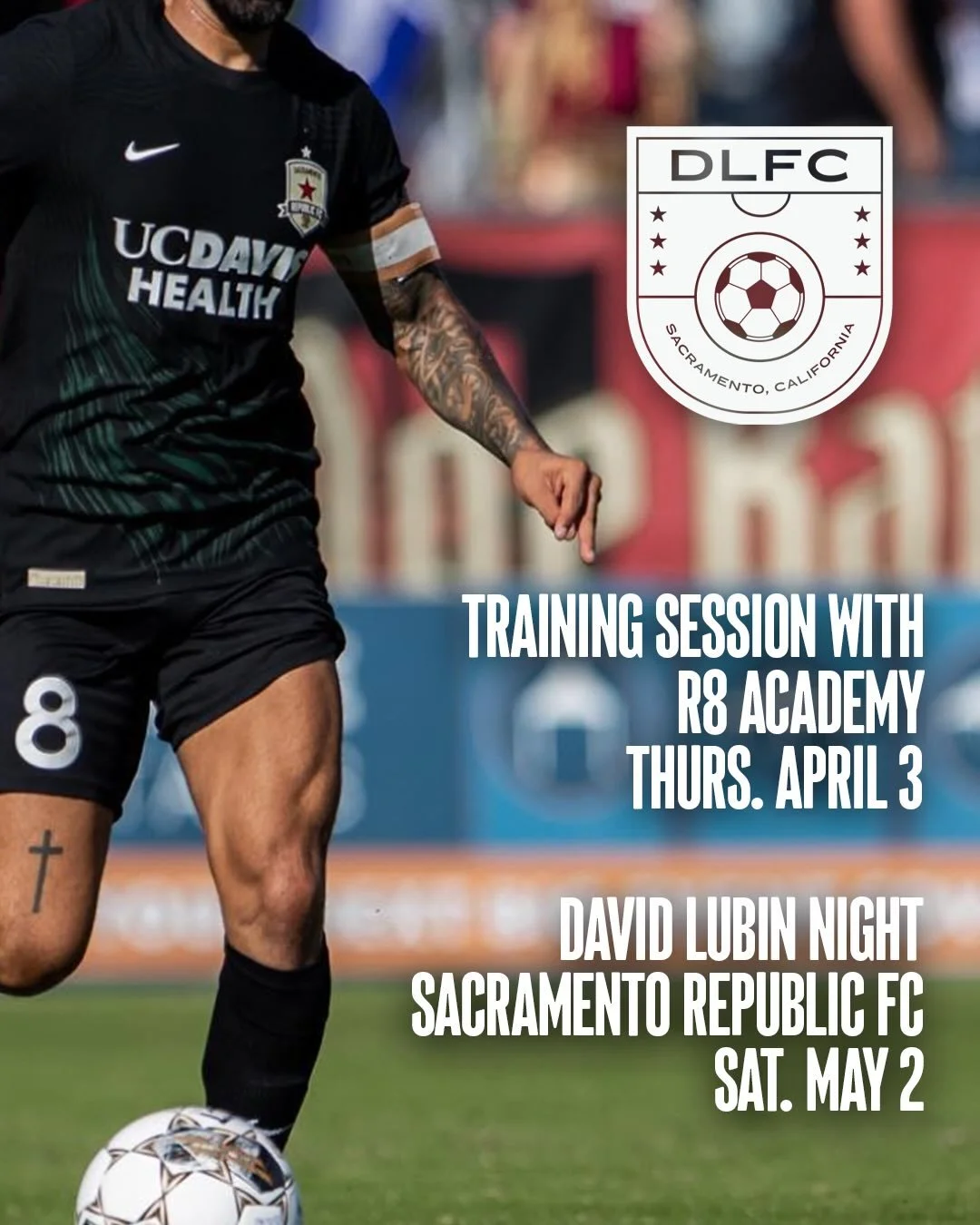 Join the David Lubin Futbol Club (⚽⚽⚽) for two fun upcoming events!
.
R8 Academy will be at David Lubin on Thursday, April 3 for a free training session. All ages welcome. Must register using the QR code to participate. 
.
David Lubin Night at the Sa