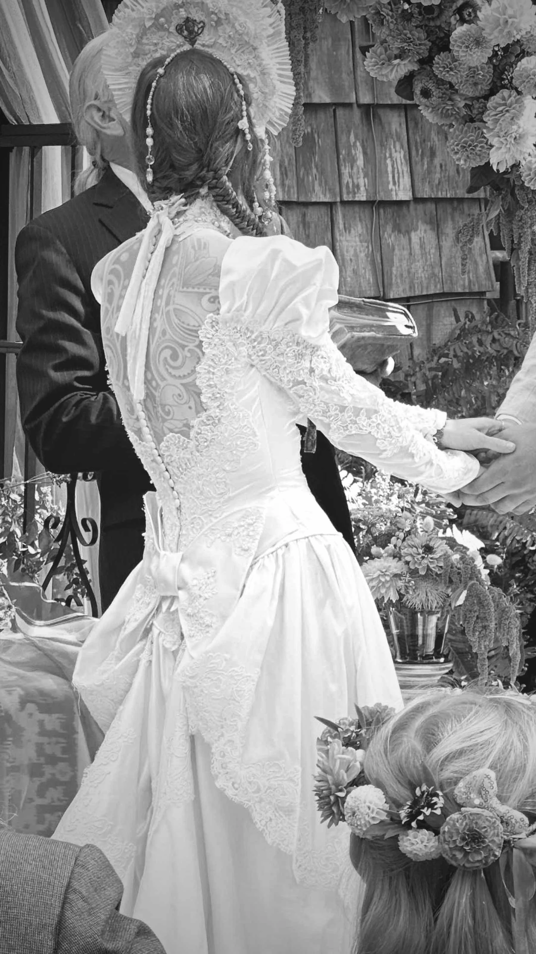 Bridal gown alchemation service in Ashland, Oregon – transforming an existing wedding dress into a new bespoke design at Maison Volk.