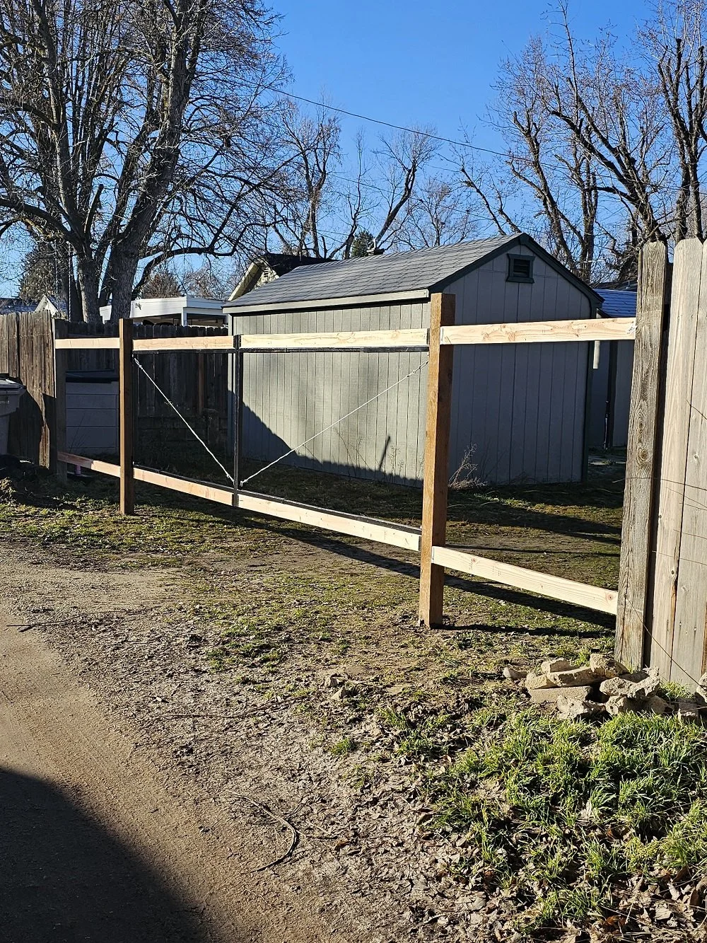 Cedar Fence & Double Gate - During