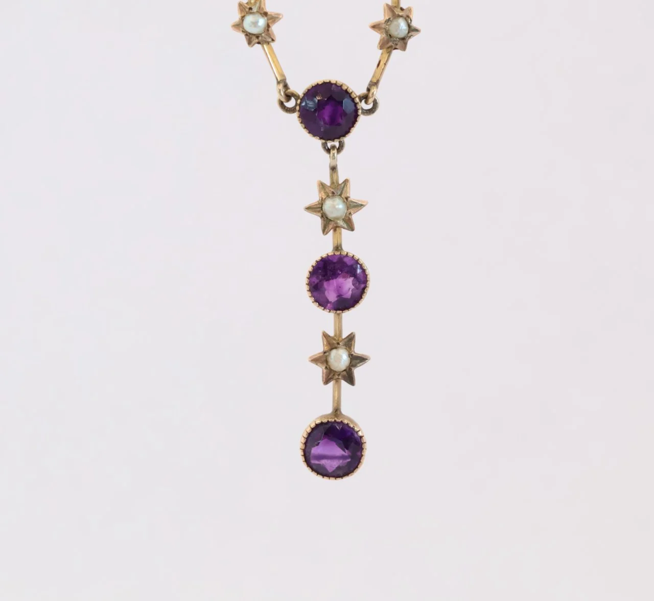 Edwardian Amethyst & Seed Pearl Necklace