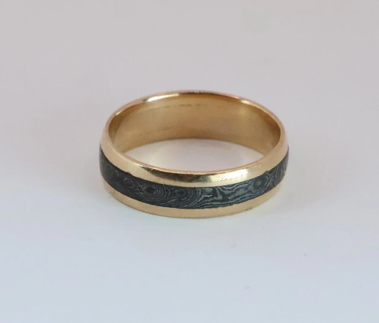 9 ct Gold & Damascus Steel Ring