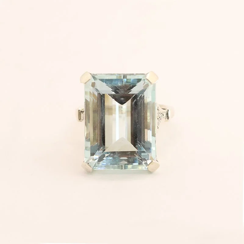 Aquamarine and Diamond Ring