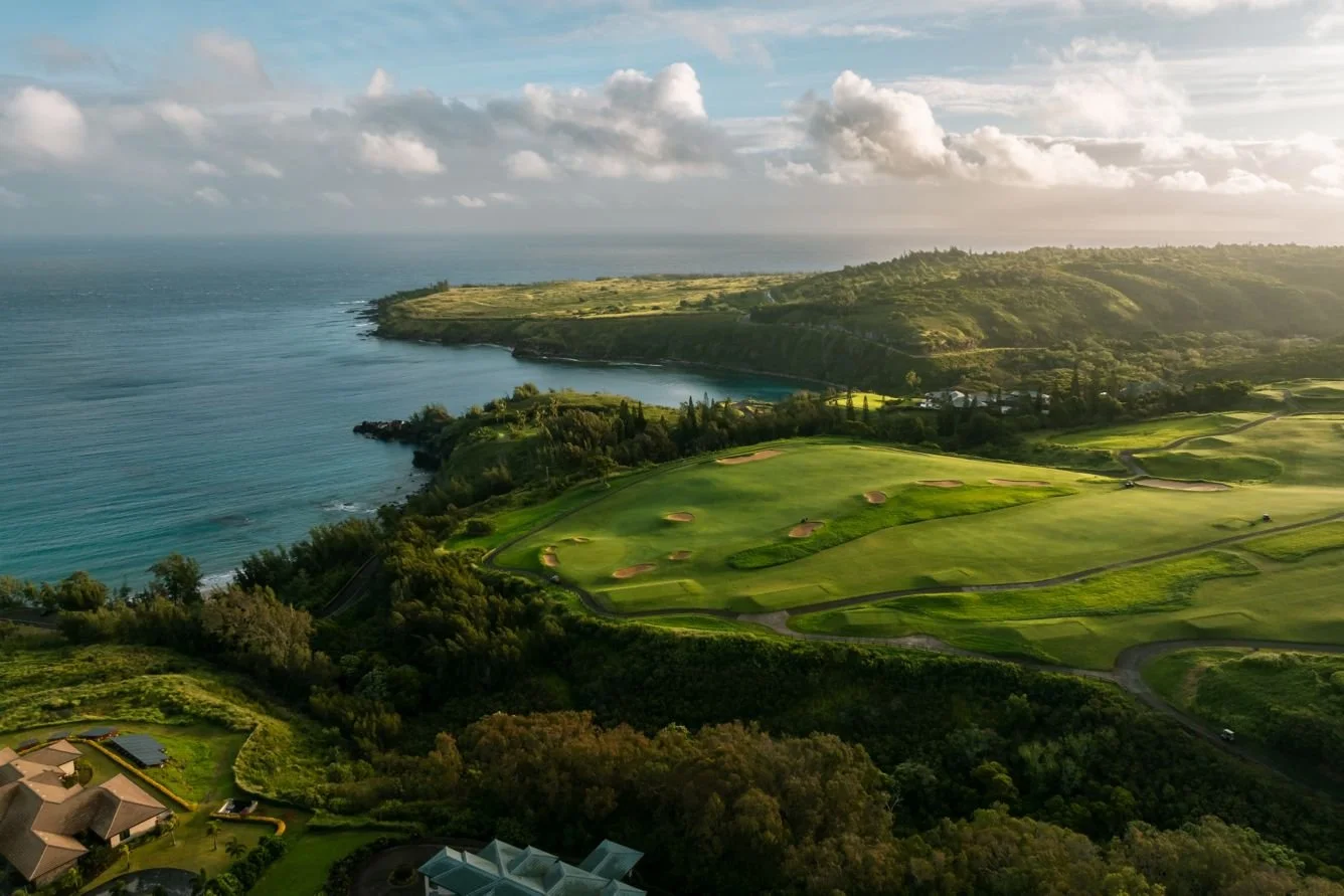 The Plantation Course at Kapalua, a PGA golf course overlooking the ocean next to The Ritz-Carlton Kapalua in Maui, Hawaii