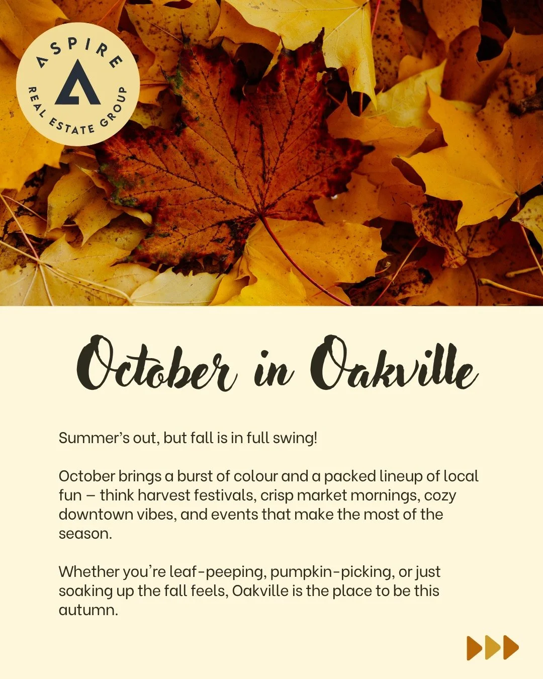 Fall has officially taken over Oakville &mdash; and trust us, it looks good on us. 🍂🍁

This season, Oakville is buzzing with events and experiences that bring our community together. Mark your calendars, get swept away by the festivities, and explo