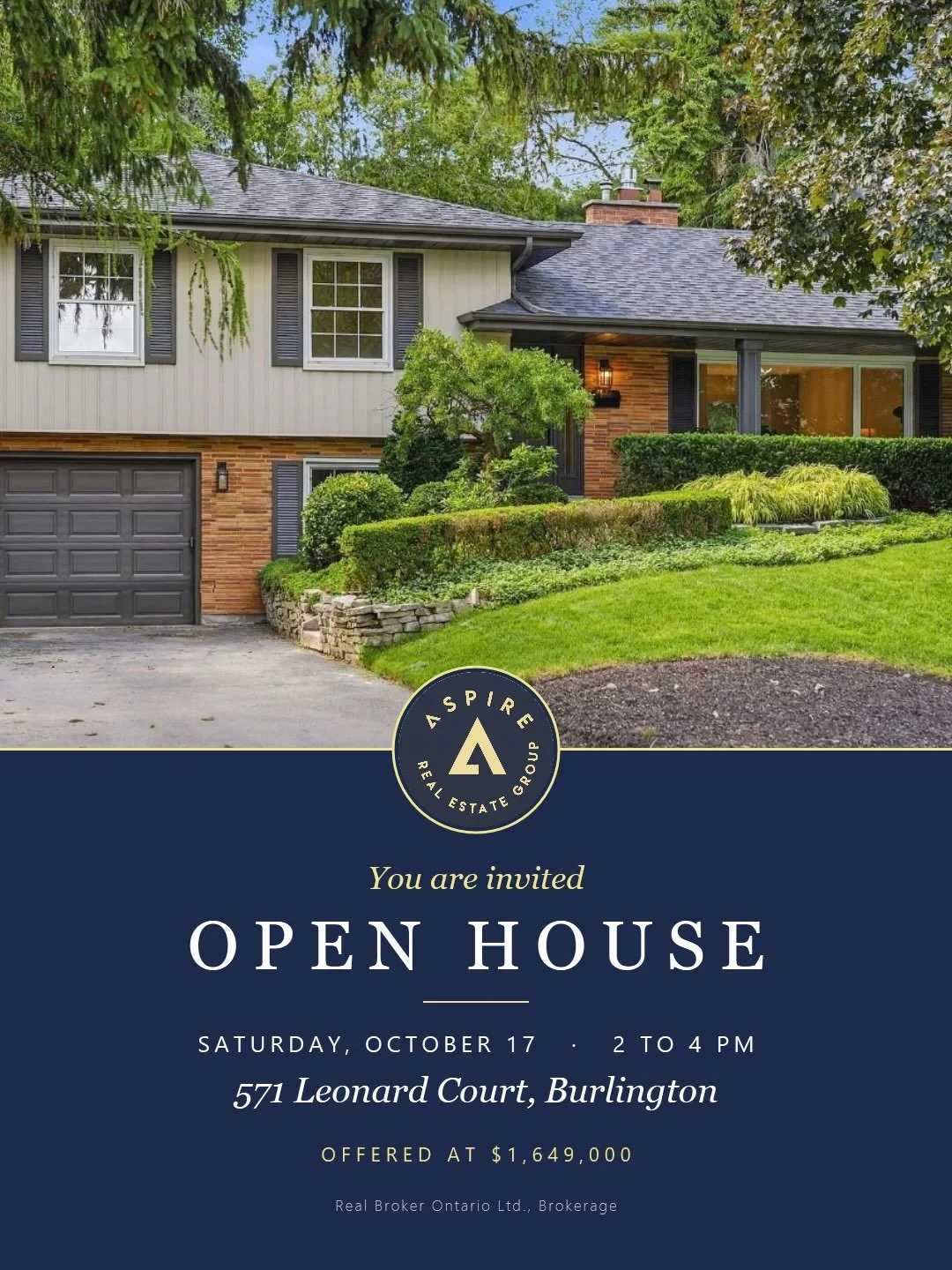 You are invited.

OPEN HOUSE
Saturday, October 17 &middot; 2 to 4 PM
571 Leonard Court, Burlington

Set on a quiet, tree-lined court in Aldershot, this beautifully renovated four-level sidesplit pairs timeless architecture with thoughtful modern refi