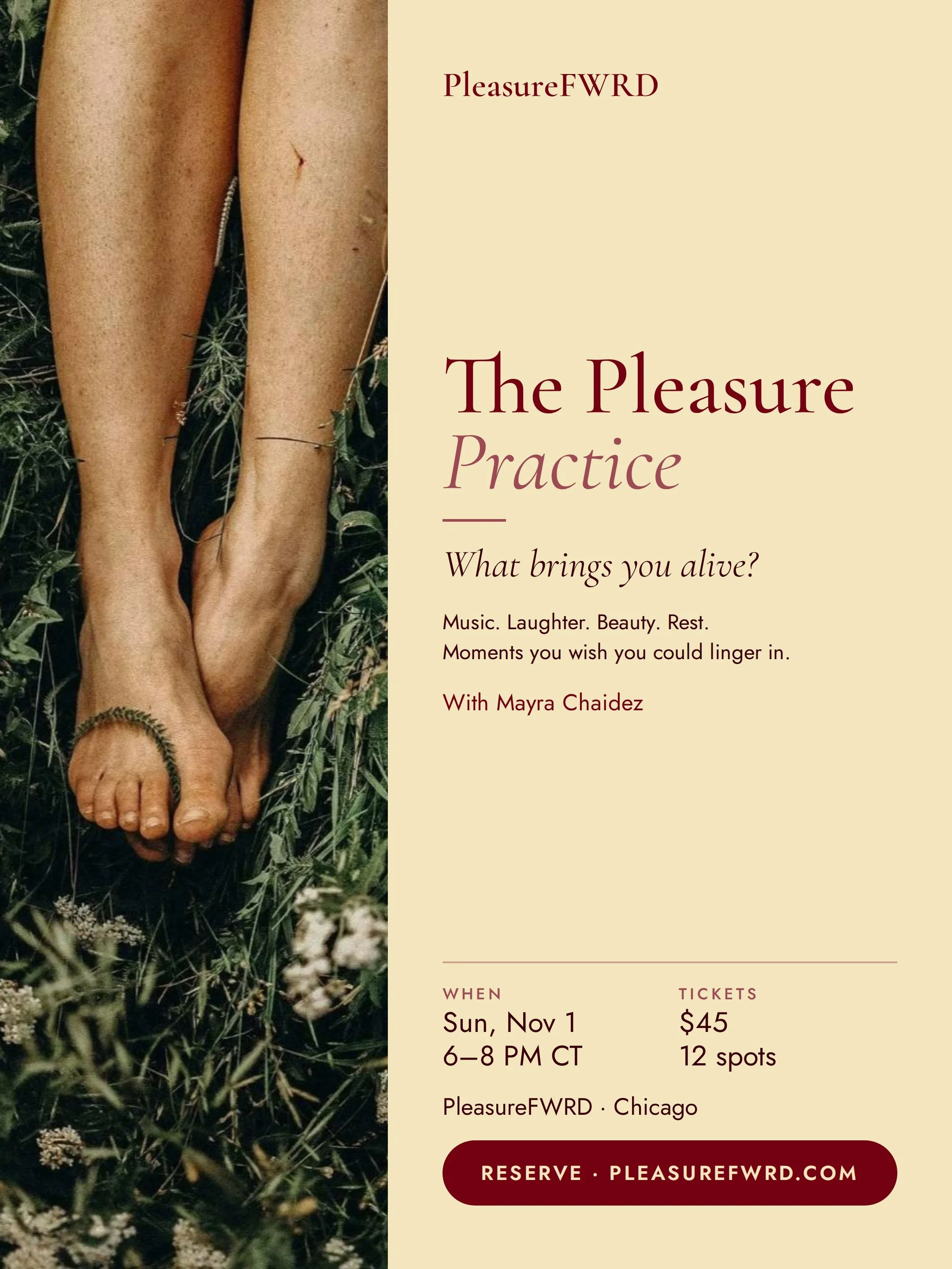 The Pleasure Practice | Sunday, November 1, 2026 · 6:00–8:00 PM CT