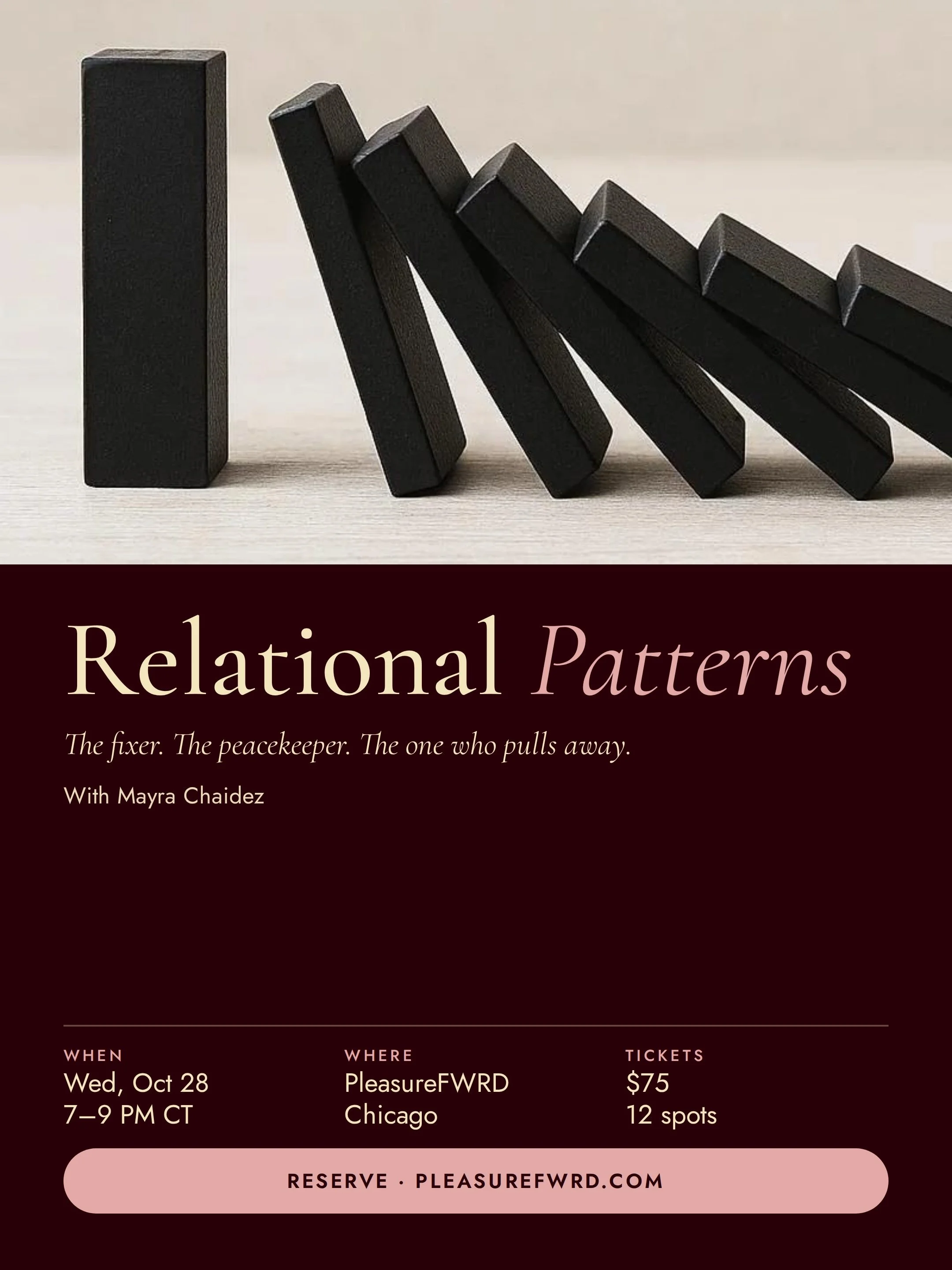 Relational Patterns | Wednesday, October 28, 2026 · 7:00–9:00 PM CT