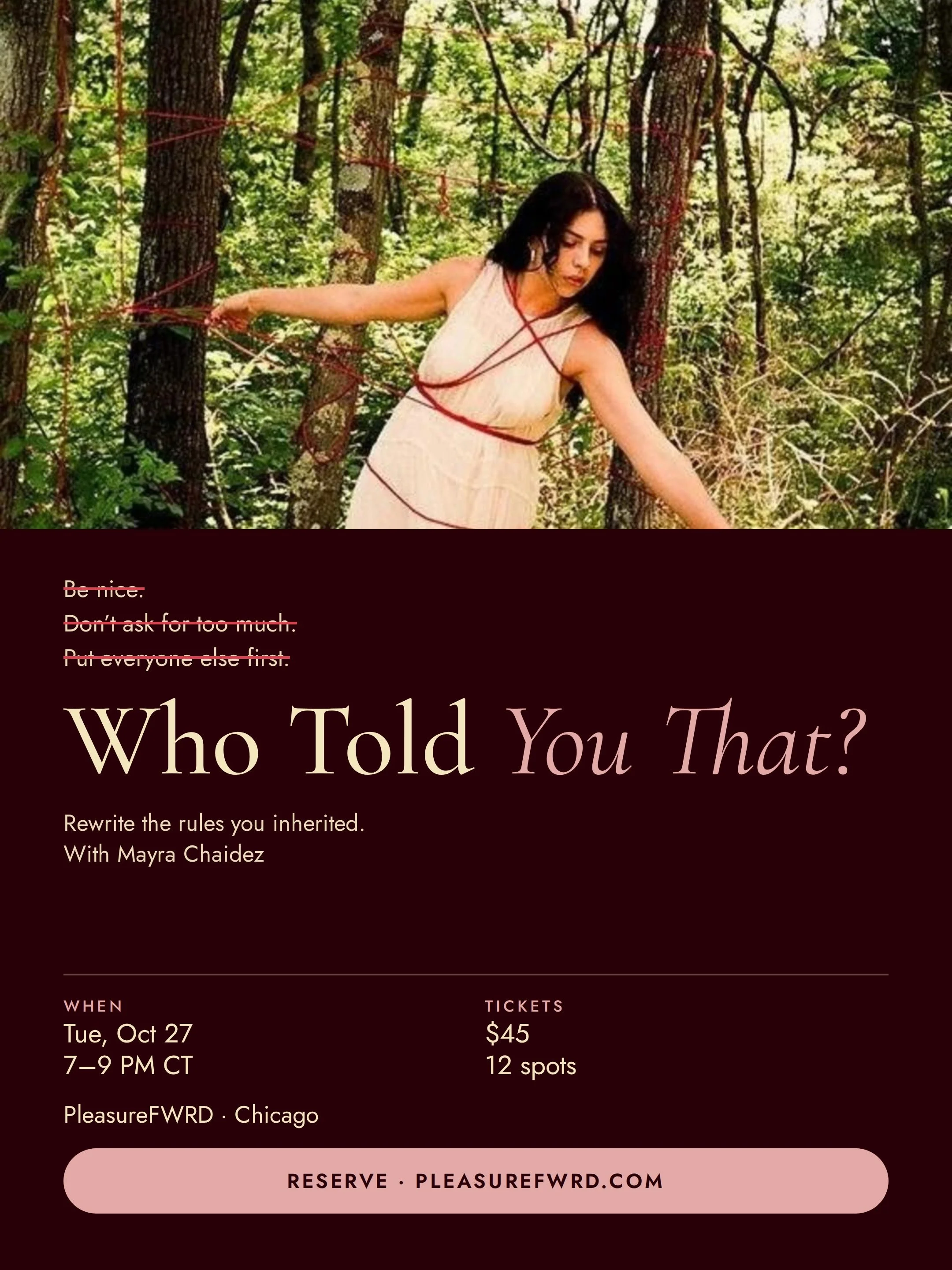 Who Told You That? | Tuesday, October 27, 2026 · 7:00–9:00 PM CT
