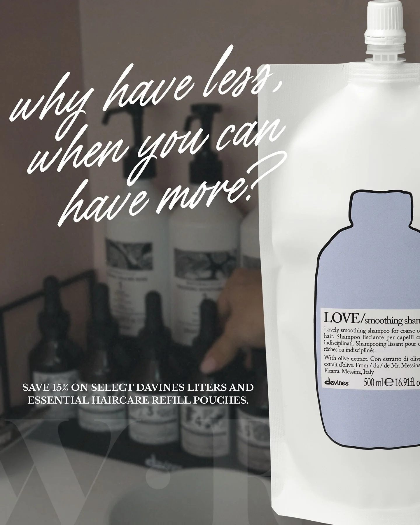 Size matters 😉 

And we&rsquo;re big believers that you should never have to run out of the good stuff. We&rsquo;ve made it easier than ever to keep your hair goals on track with 15% off Davines liters and refills.

Refill your stash, reduce the was
