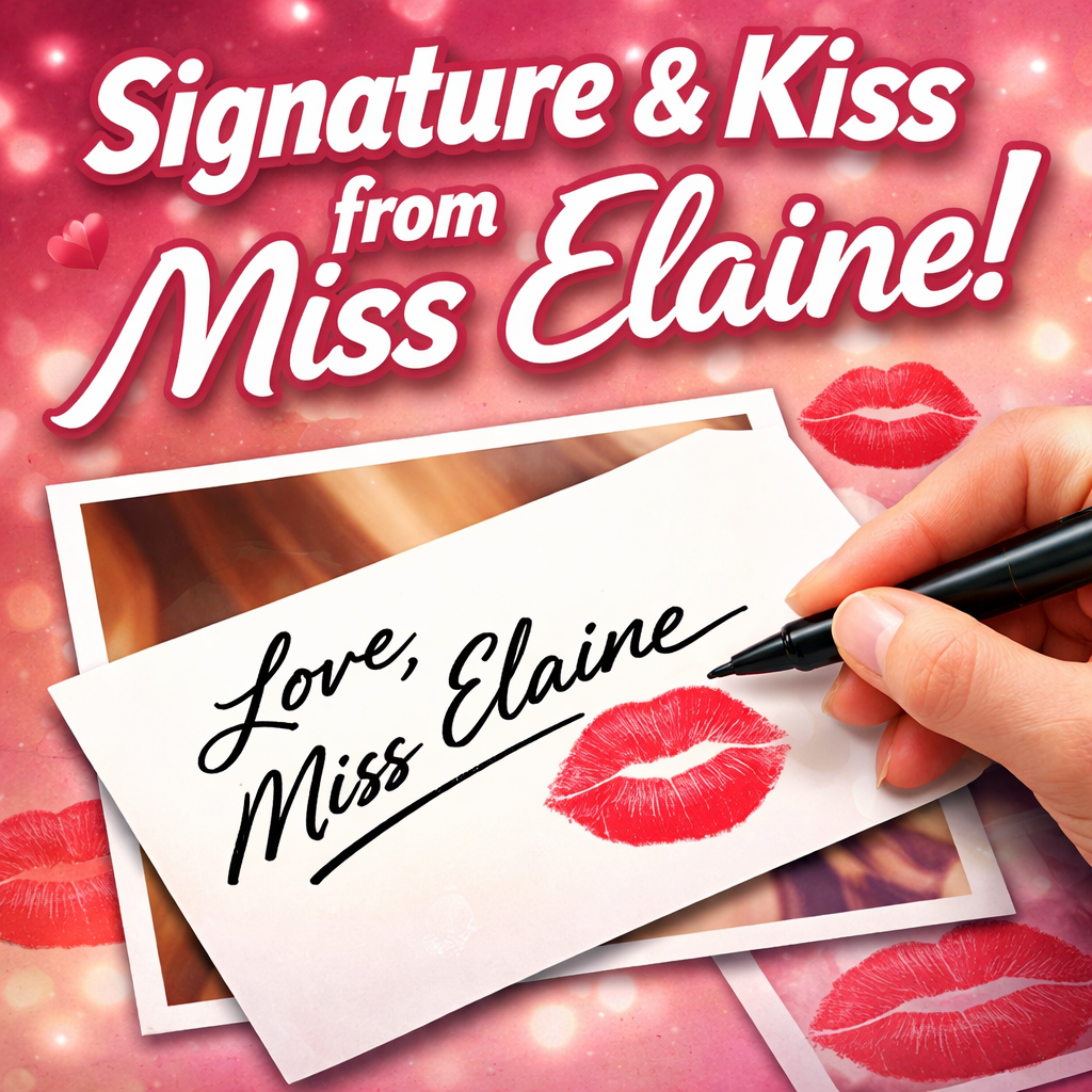Miss Elaine Signature and Kiss