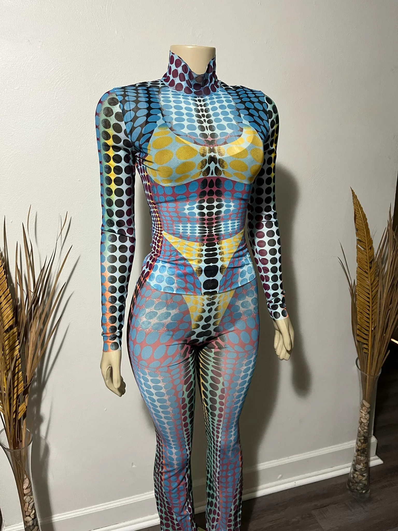 Colorful Mesh Polka Dot Set