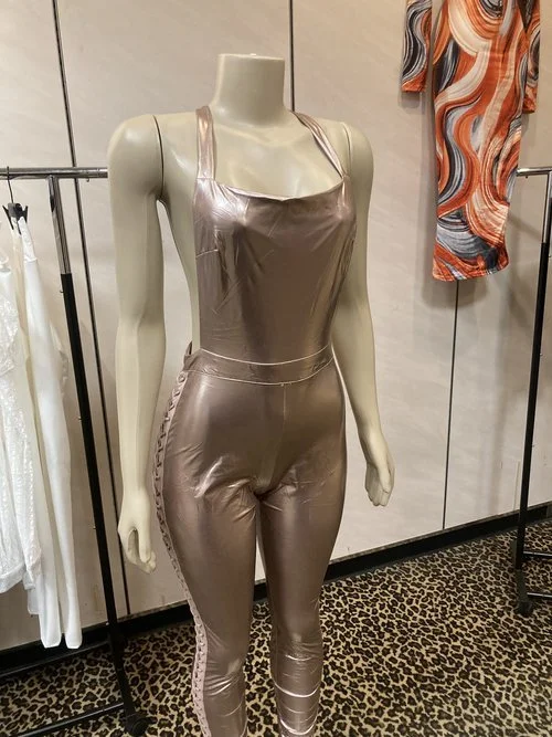 Lace Leather Jumpsuit