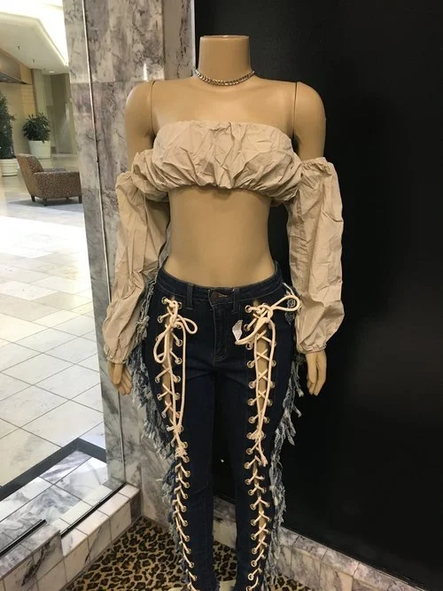 Lace Up Jeans