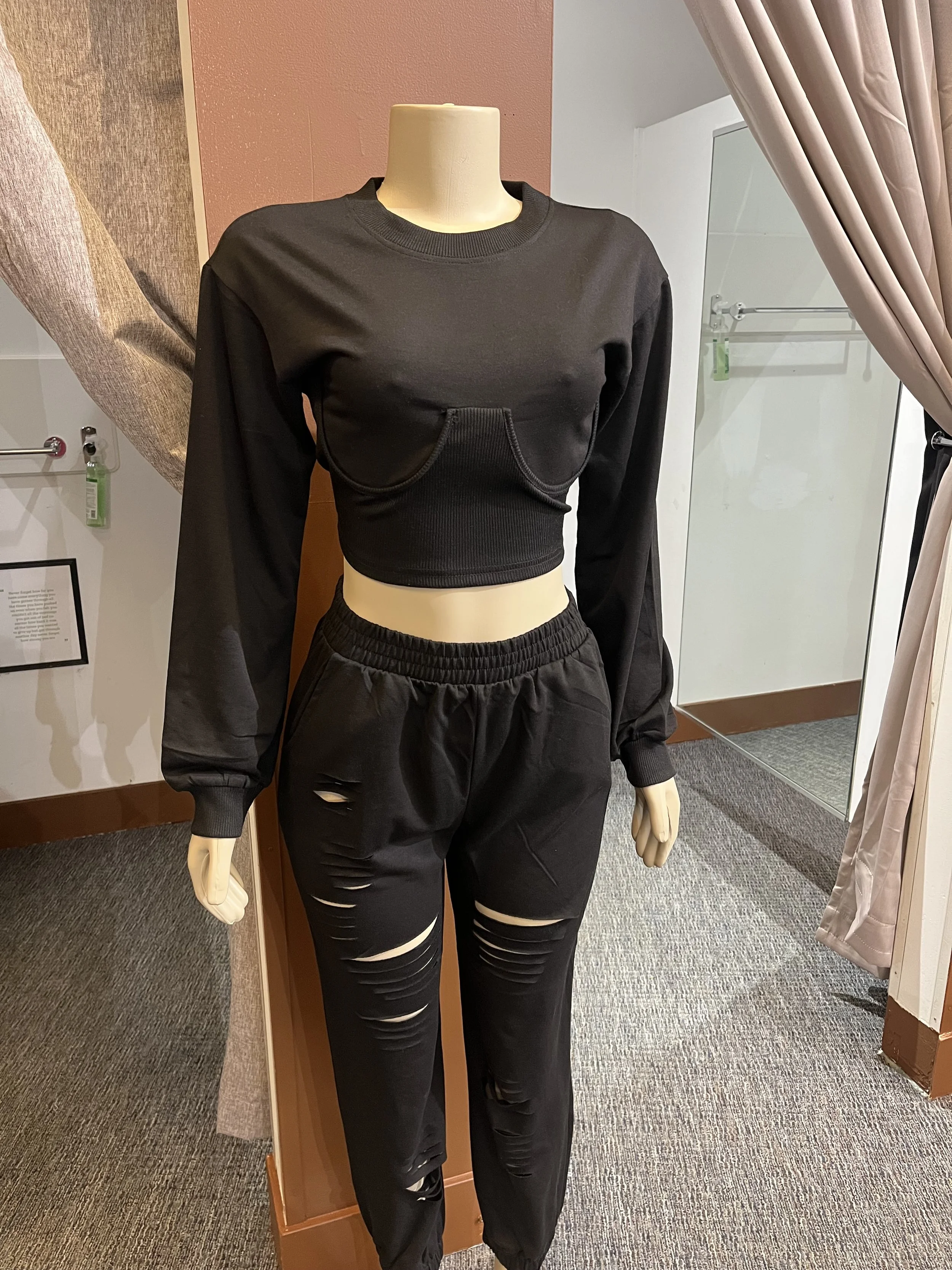 Distressed Jogger Set