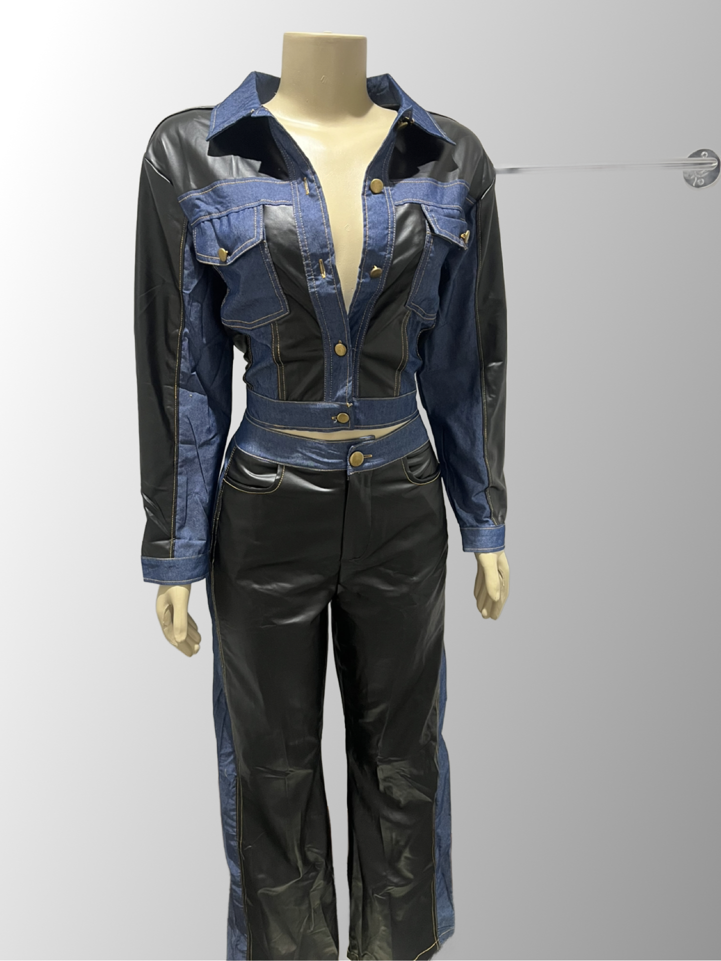 Leather Denim Set