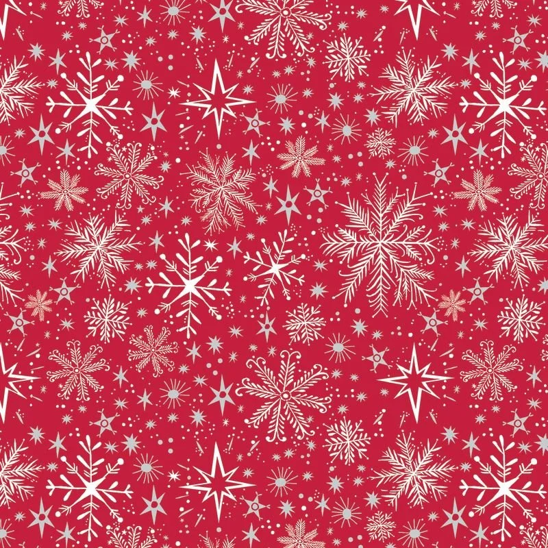 Benartex Magical Season Collection - SNOW FROST RED