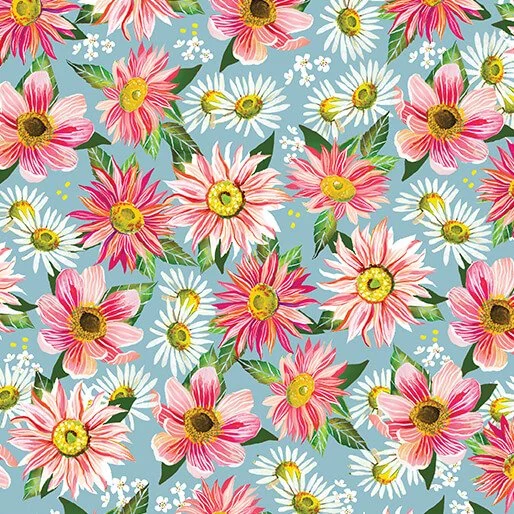 Benartex A Prairie Heart Collection -  Country Bloom (Prairie Sky)