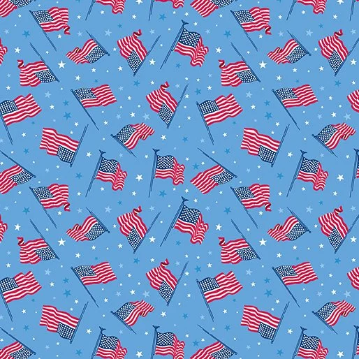 Benartex Celebrate the USA Collection - Flags of the USA (Medium Blue)