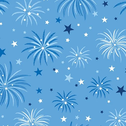 Benartex Celebrate the USA Collection - Patriotic Fireworks (Medium Blue)