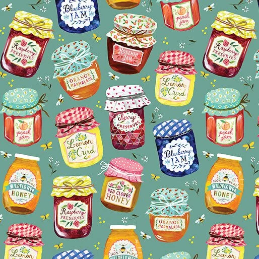 Benartex A Prairie Heart Collection - Jam Jars (Teal)