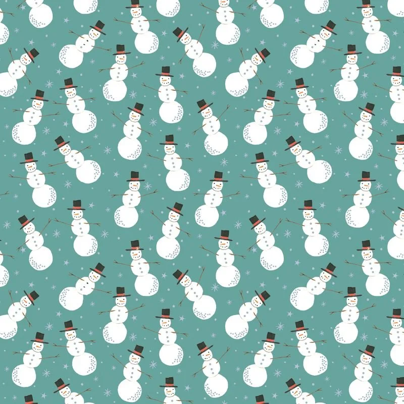 Benartex Magical Season Collection - MERRY SNOWMAN MEDIUM TURQUOISE