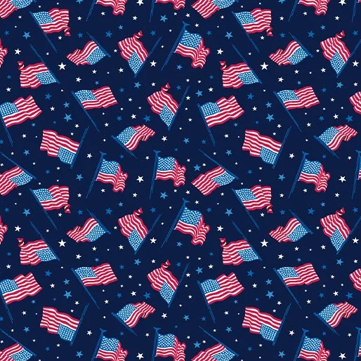 Benartex Celebrate the USA Collection - Flags of the USA (Navy)