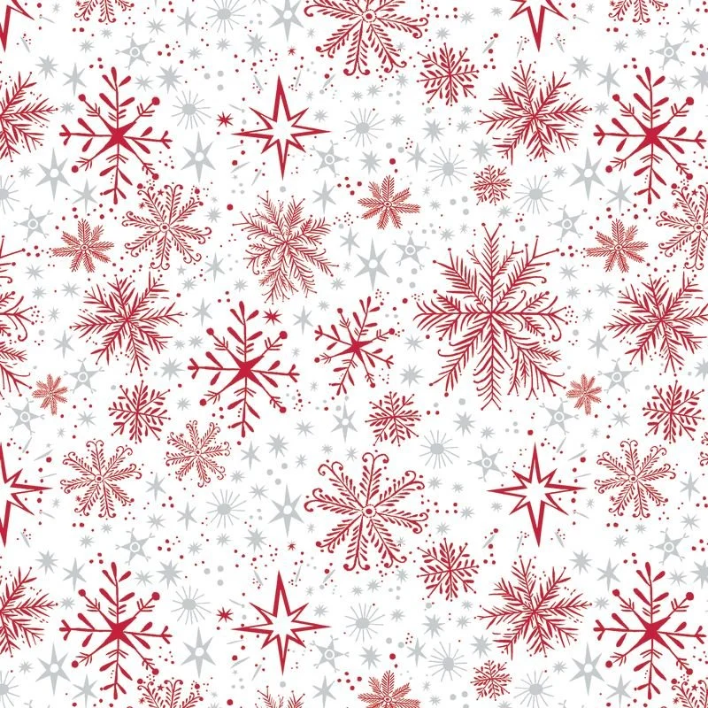 Benartex Magical Season Collection - SNOW FROST WHITE/RED