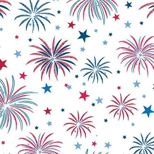 Benartex Celebrate the USA Collection - Patriotic Fireworks (White)