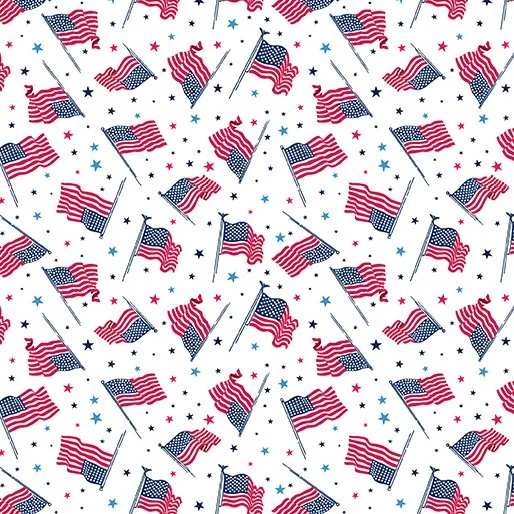 Benartex Celebrate the USA Collection - Flags of the USA (White)