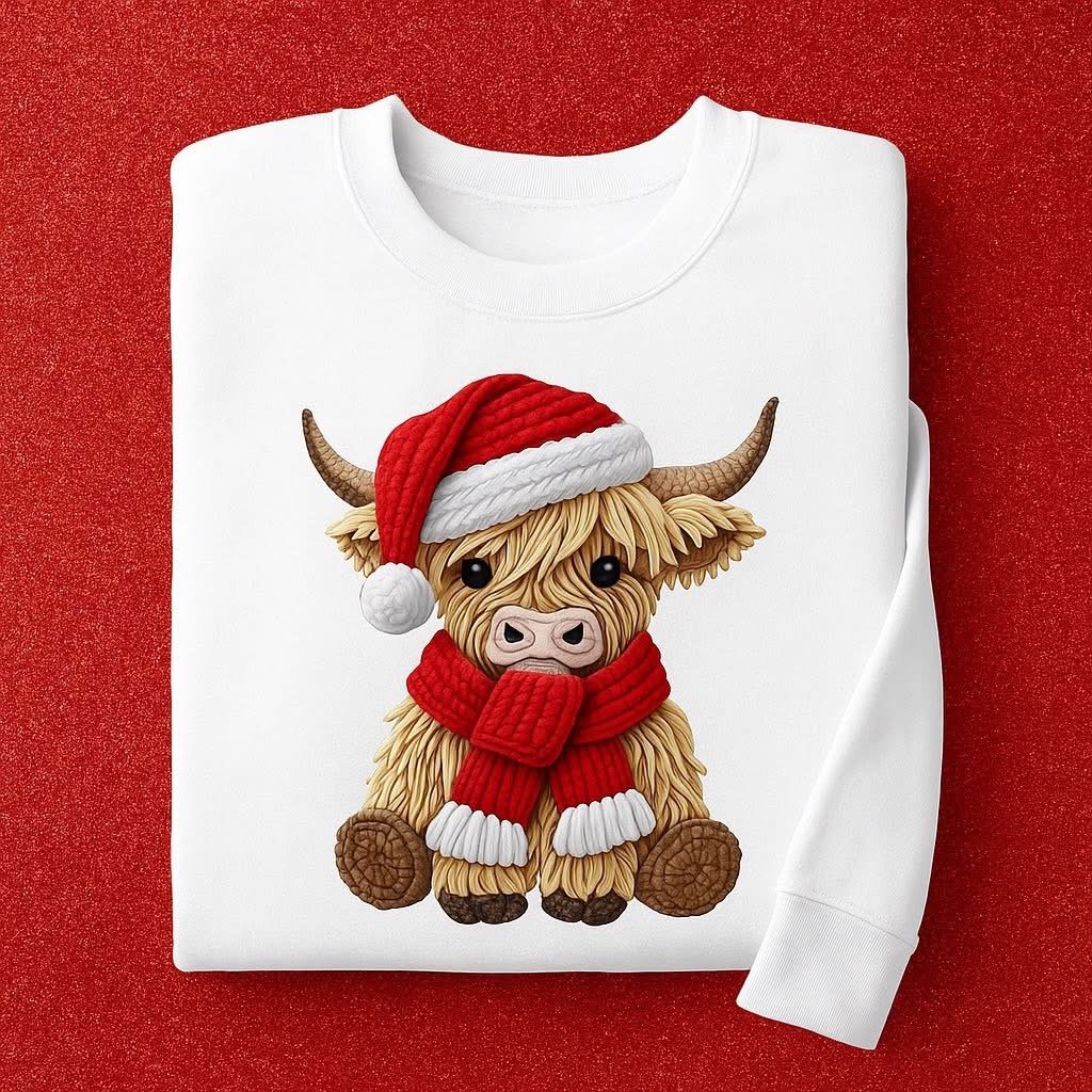 adorable faux Highland cow crewneck sweatshirt $25 T-shirt $20