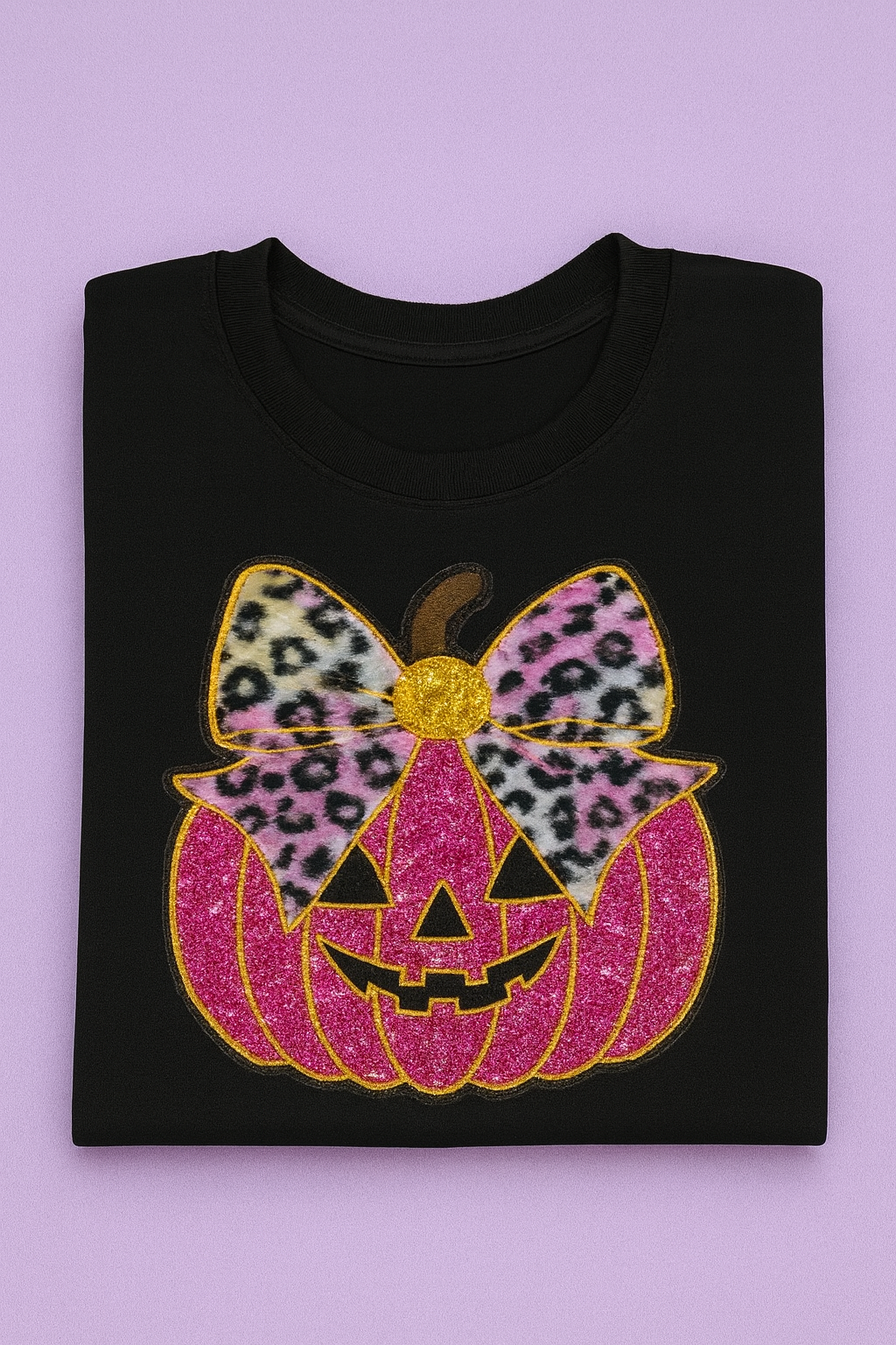 Fluffy Leopard Chenille Pink Sequin Pumpkin - T-shirt $25 Sweatshirt $32
