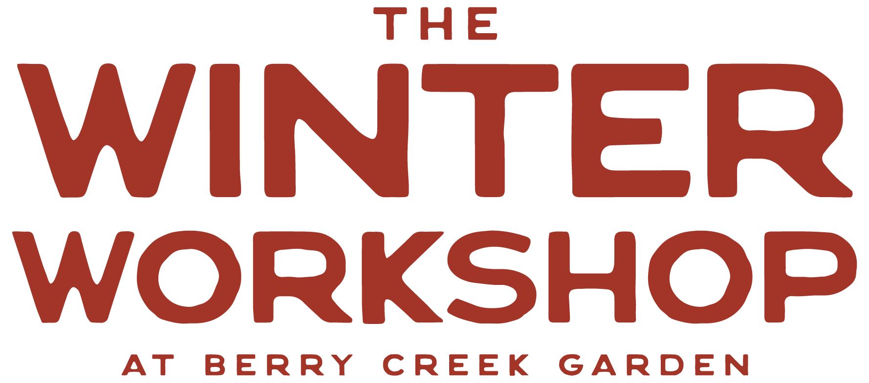 The Winter Workshop at Berry Creek Garden logo in red text on a black background