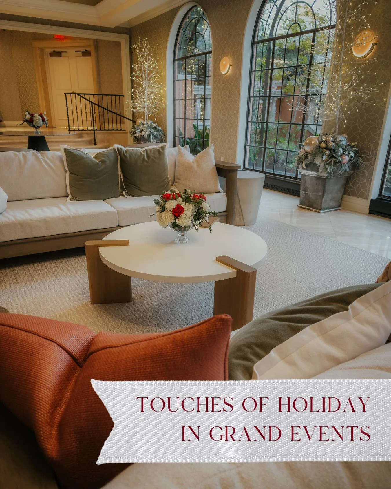 For the 5th day of Christmas, small pops of festive flowers complement the eventful evening&hearts;️

This is a fantastic way to elevate your space during the holidays without becoming Clark from Christmas Vacation. 

Creating moments that make the s