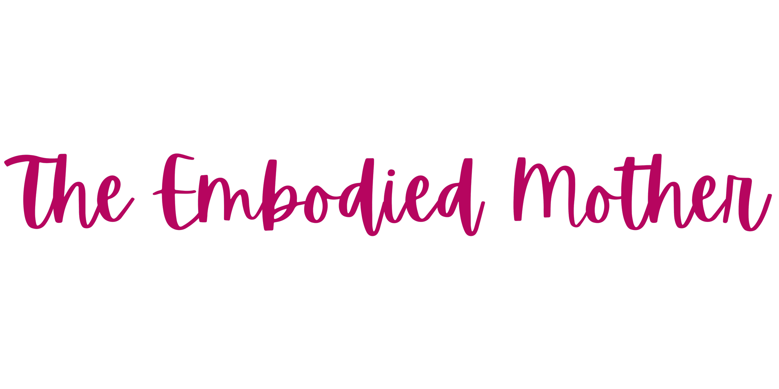The text reads 'The Empowered Mother' in pink script font on a black background.