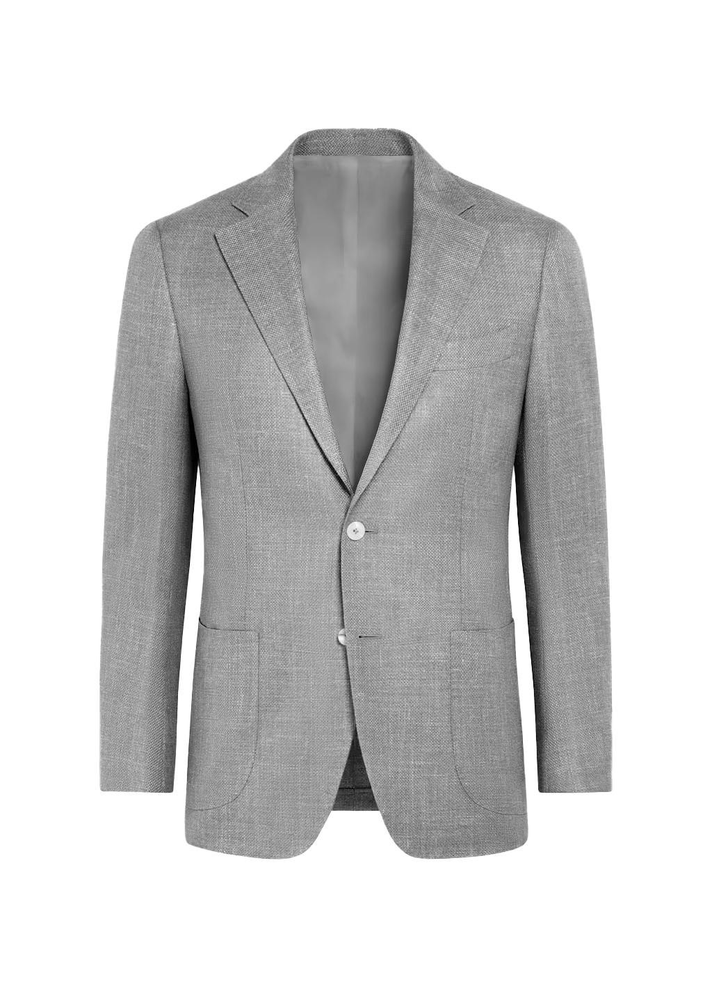 Gray men's blazer on a black background.