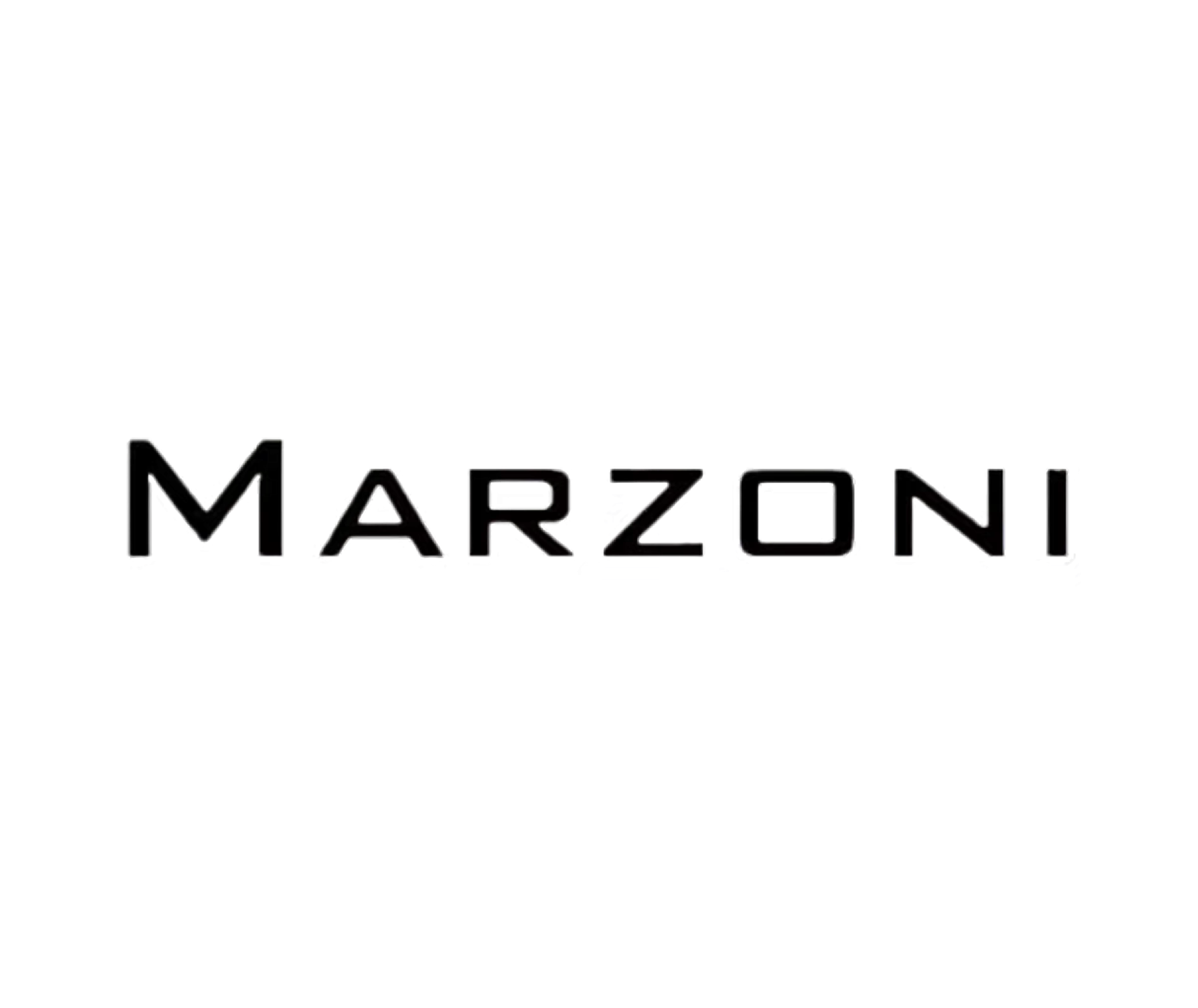 Marzoni logo in black text on a white background.