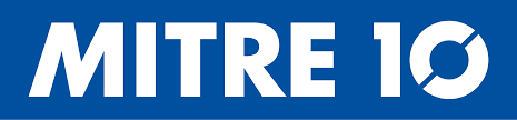Mitre 10 logo on a blue background.