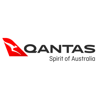 Qantas logo with red kangaroo symbol and the words 'Qantas' and 'Spirit of Australia'