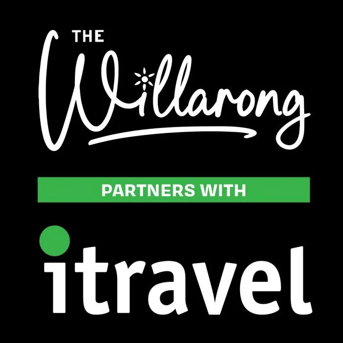 The Willarang logo with a green banner that says 'Partners with iTravel' on a black background.