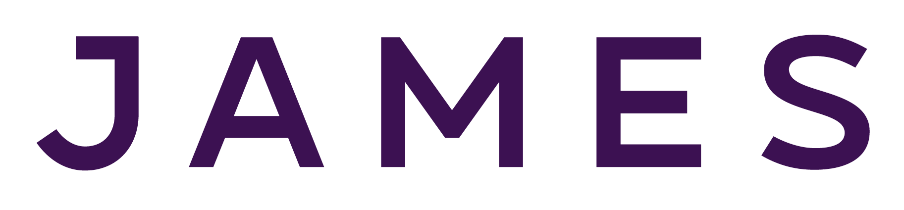 The word 'JAMES' written in large, bold purple letters on a black background.