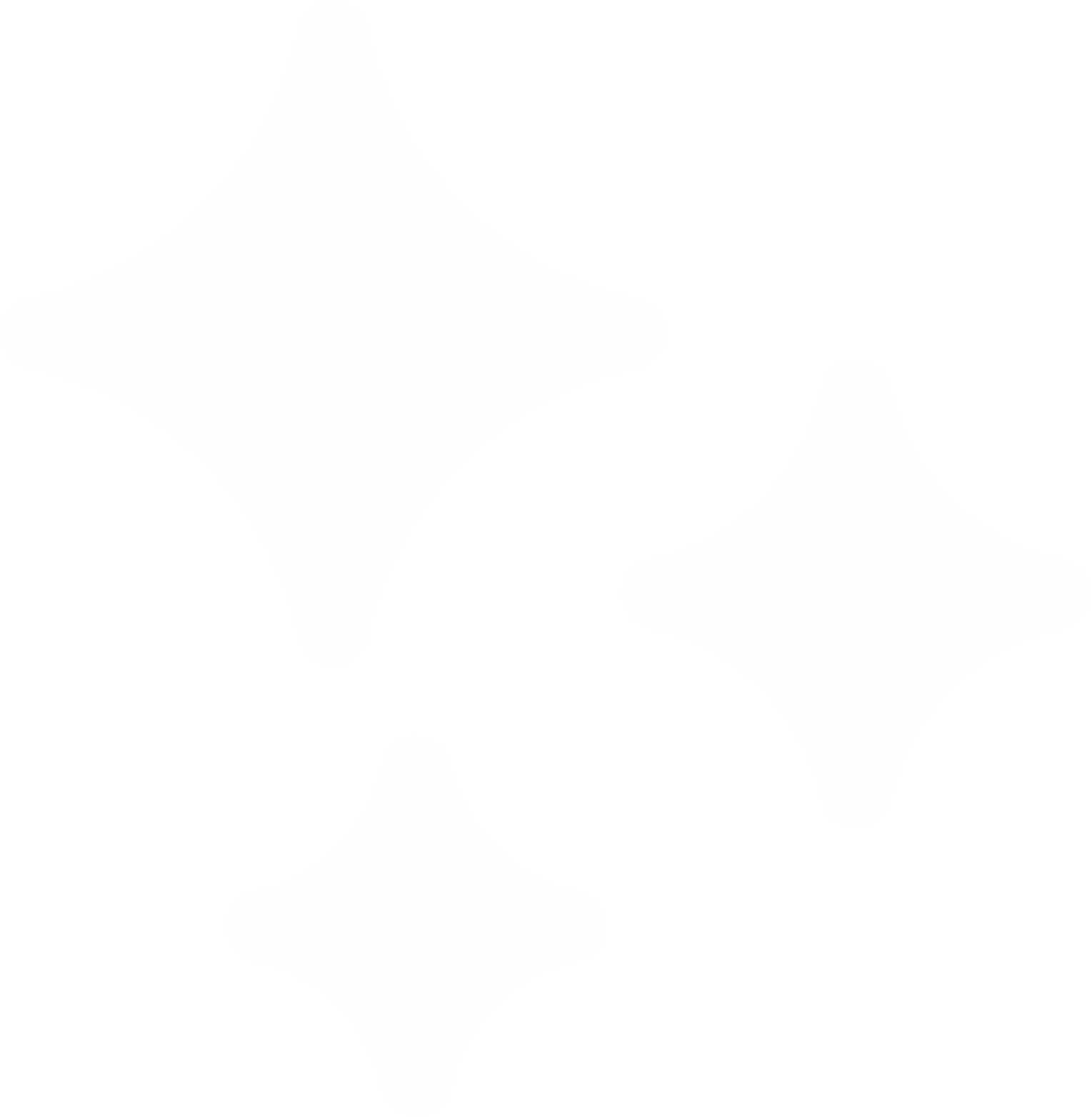 Four sparkling star-shaped designs in light beige against a black background.