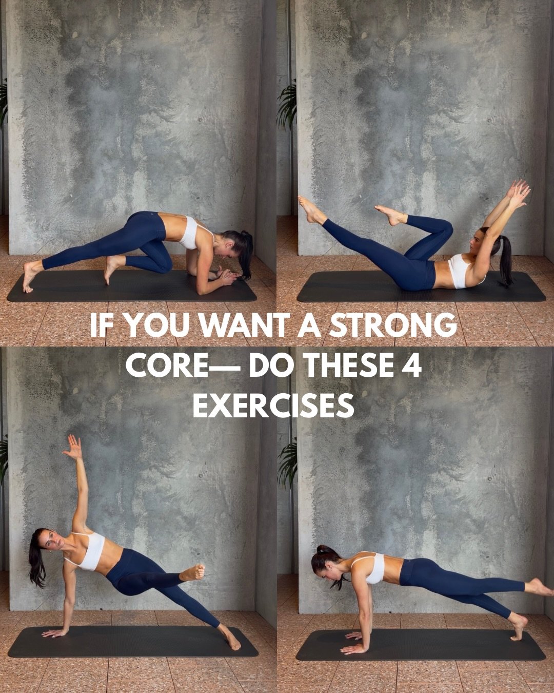 SAVE + TRY&mdash; do these 4 exercises if you want to challenge yourself and move with a strong core🤌🏼🤎

Wearing @csb DC: ALANA 

&bull;
&bull;
#pilatesinspo #pilatesclass #pilatesinspodaily #matpilatesclass #pilatesinstructors