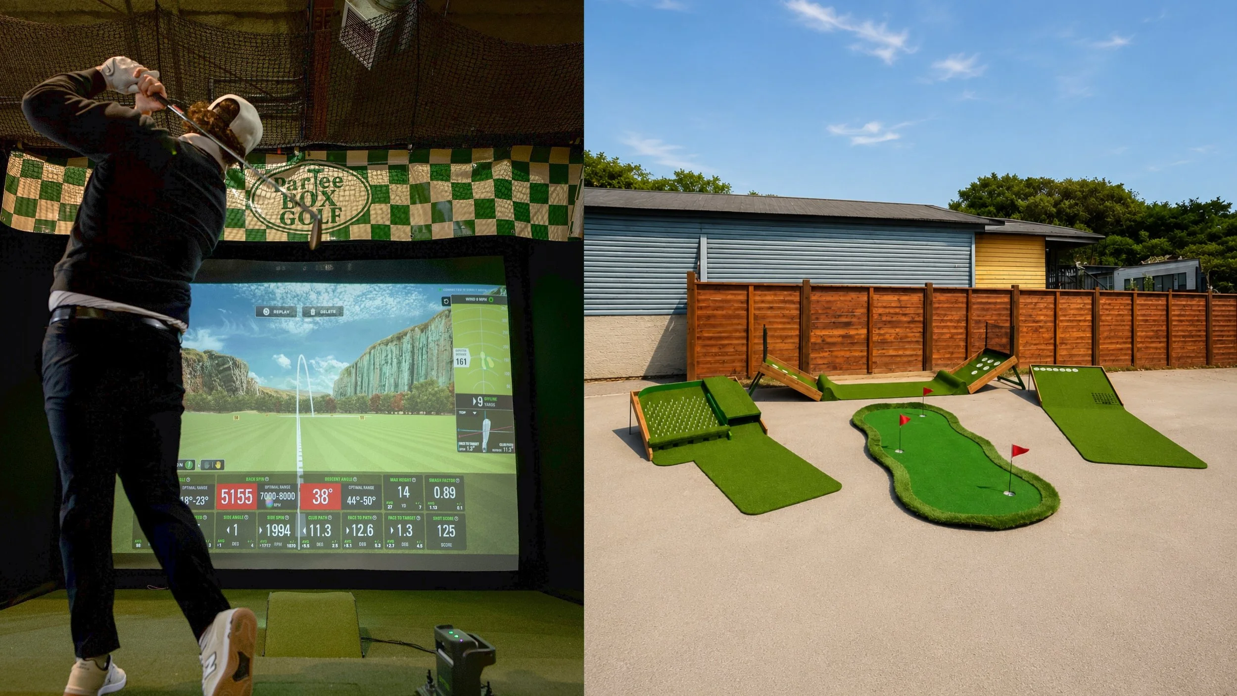 ParTee Box Golf complete event experience with mobile golf simulator and interactive golf games