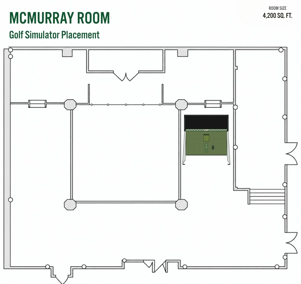 McMurray Room golf simulator placement floor plan